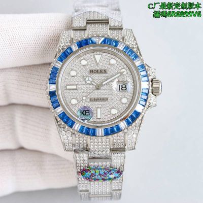 Rolex submariner white bezel 40mm 6R6899V6 Dandong 2824 Movement Blue/Green/ Rainbow Diamond Watch